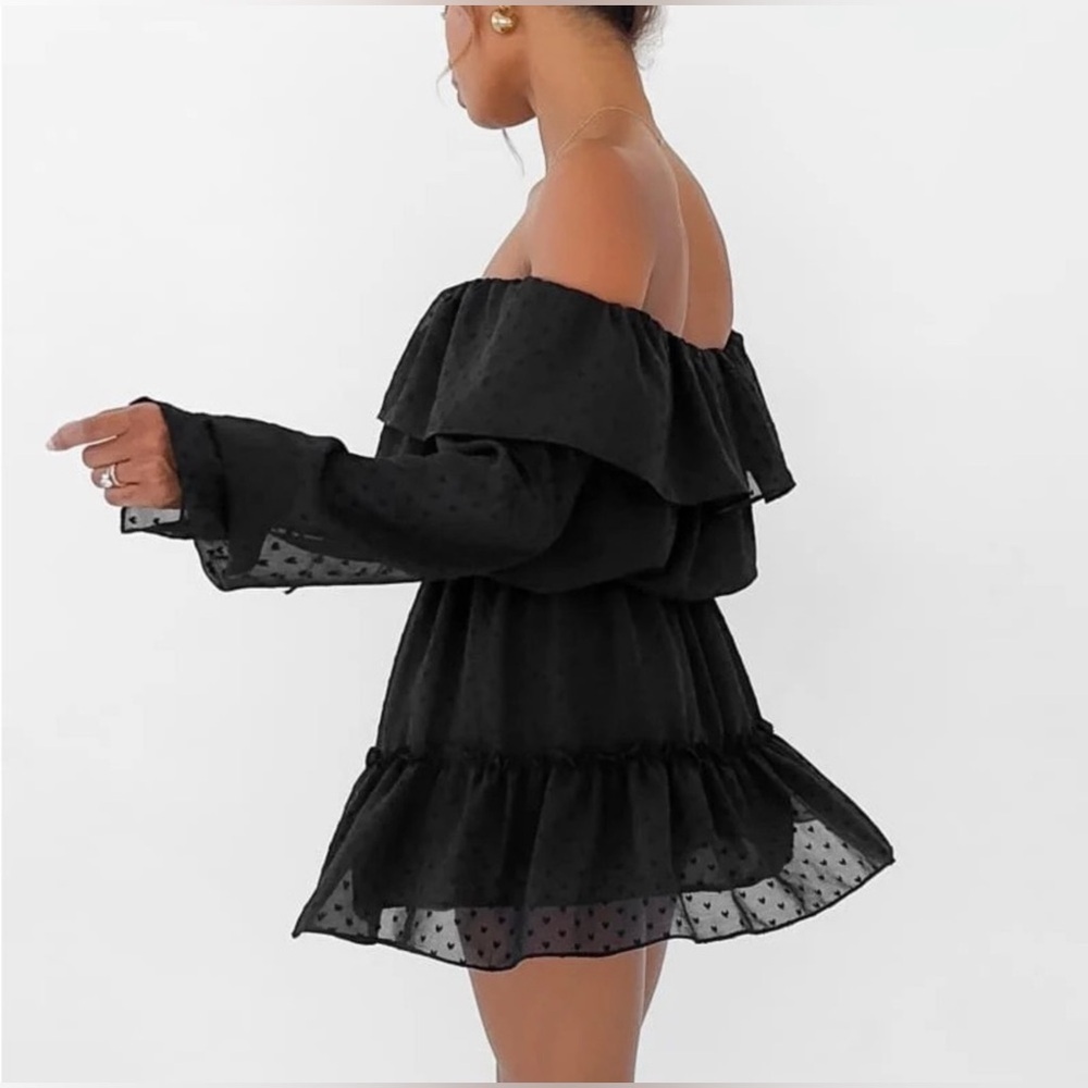 Rumored Senorita Off Shoulder Mini Dress in Black - Size M - Picture 4 of 7